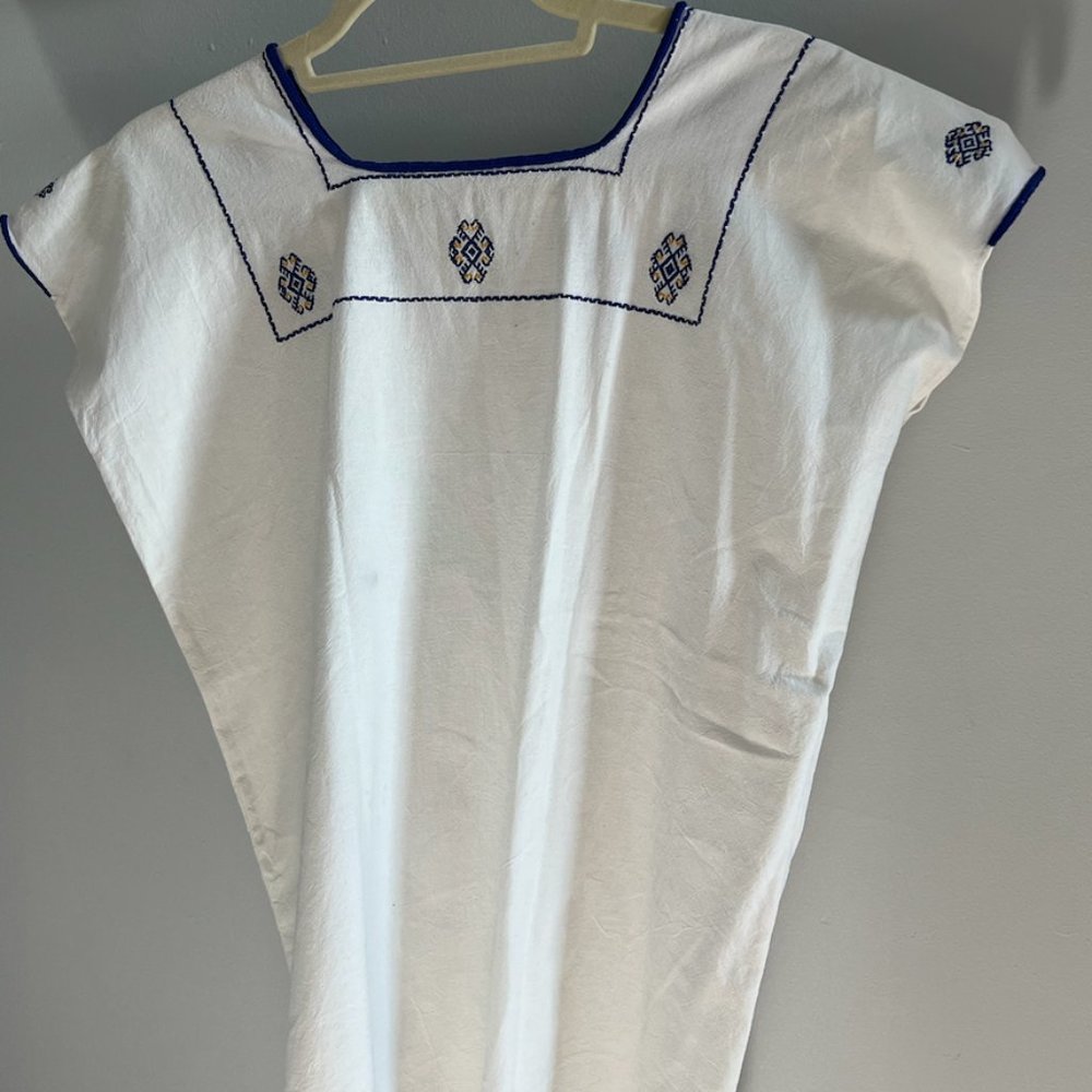 Mexican Embroidered Huipil Cap Sleeve Top